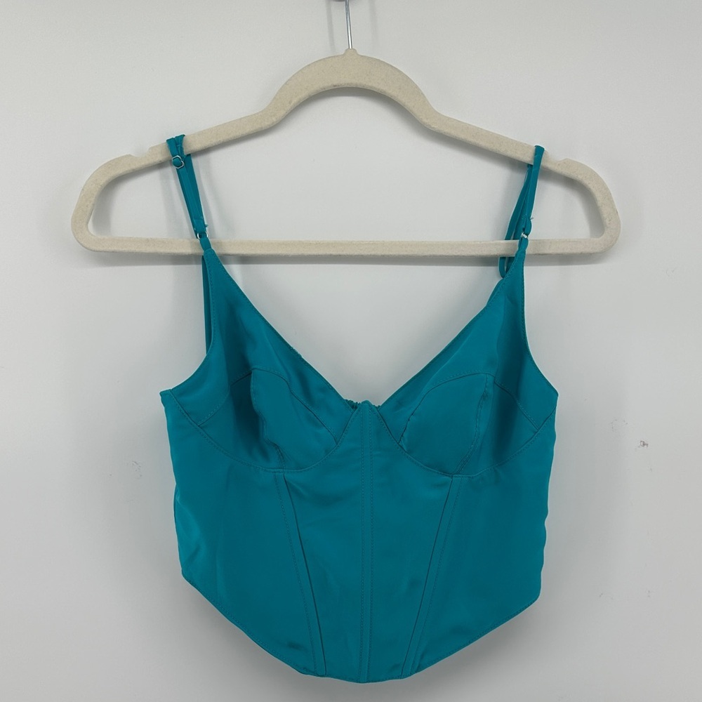UrbanOutfitter Y2K FairycoreCottagecore Steampunk Corset TealBustier CropTop SzM